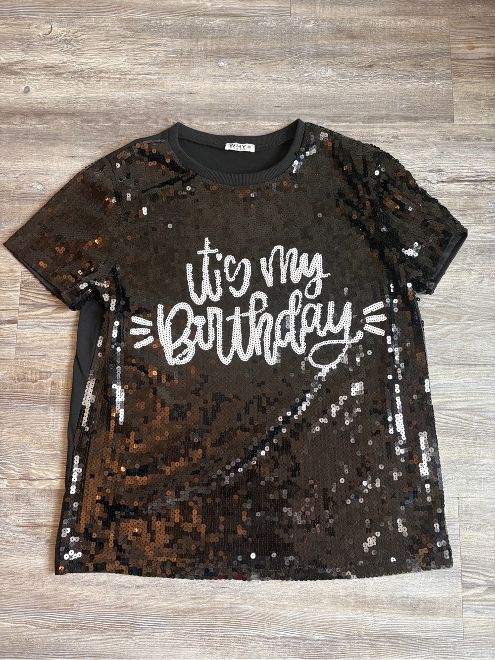 Black Sequin "It's My Birthday" Tee - Picture 2 of 9